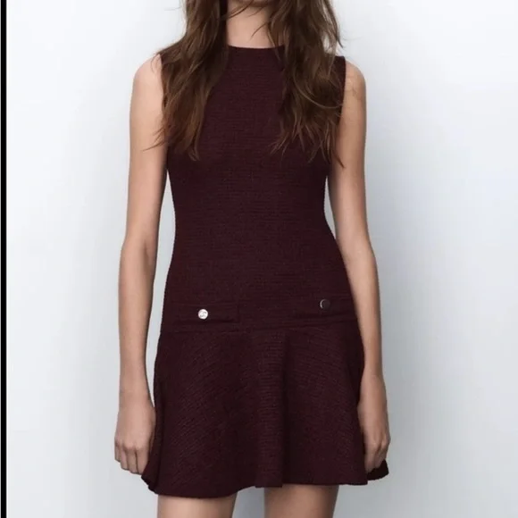 Zara Deep Burgundy Mini Dress - Picture 1 of 4